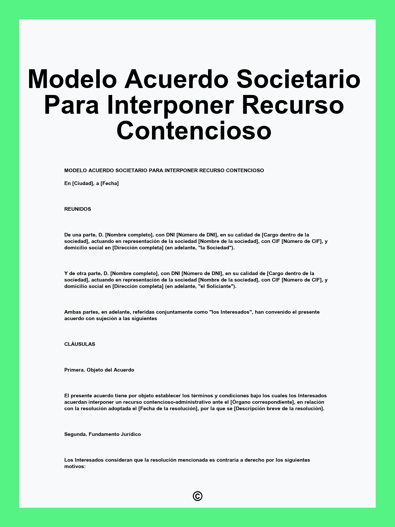 Modelo Acuerdo Societario Para Interponer Recurso Contencioso