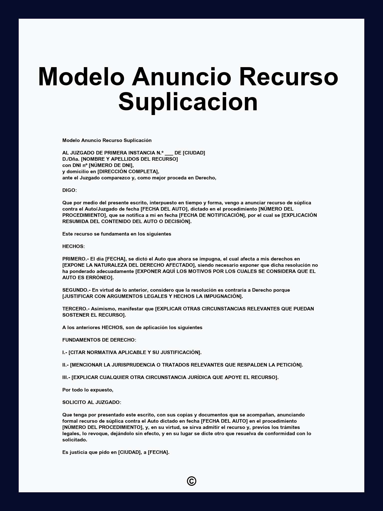 Modelo Anuncio Recurso Suplicacion