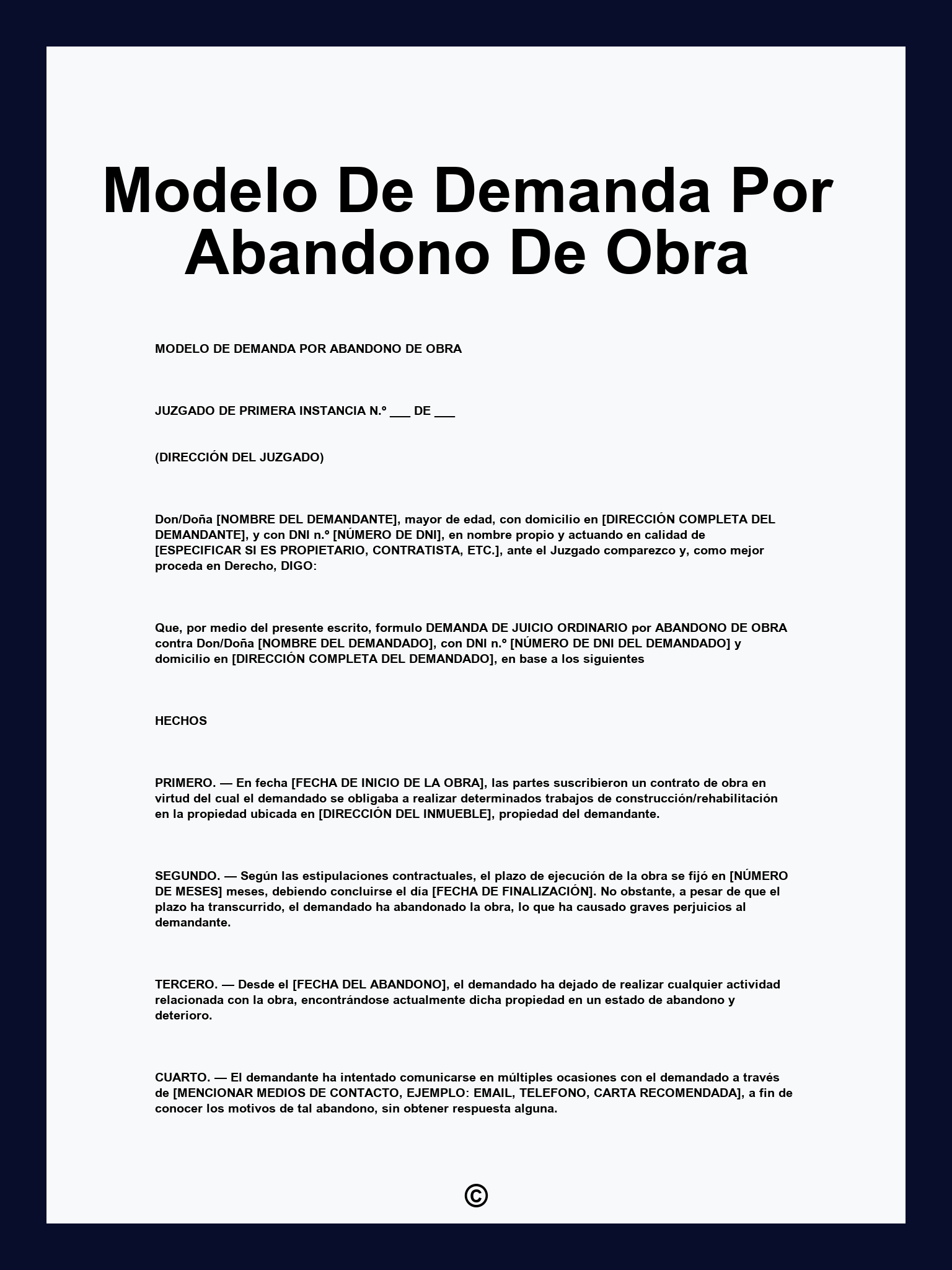 Modelo De Demanda Por Abandono De Obra