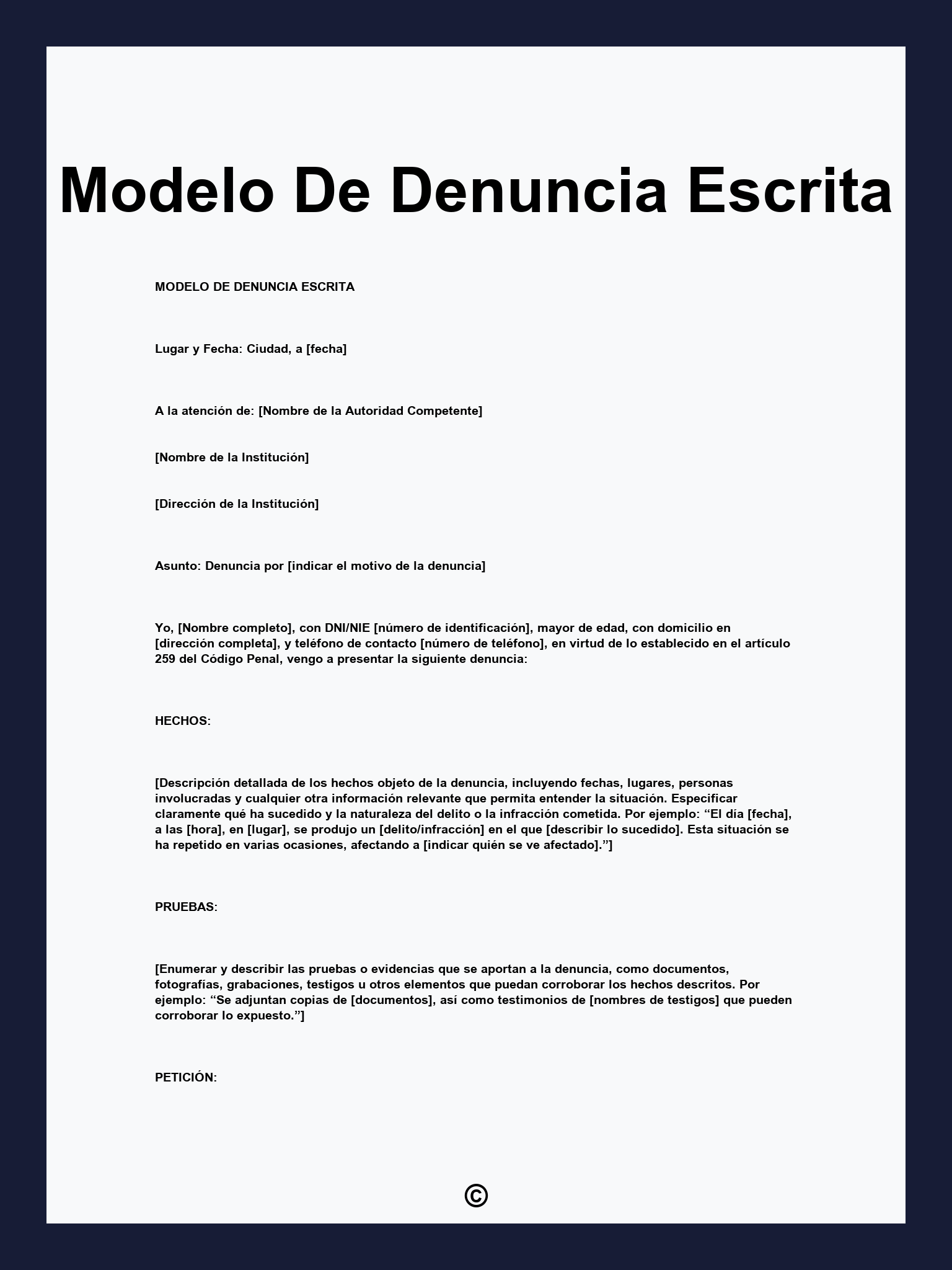 Modelo De Denuncia Escrita