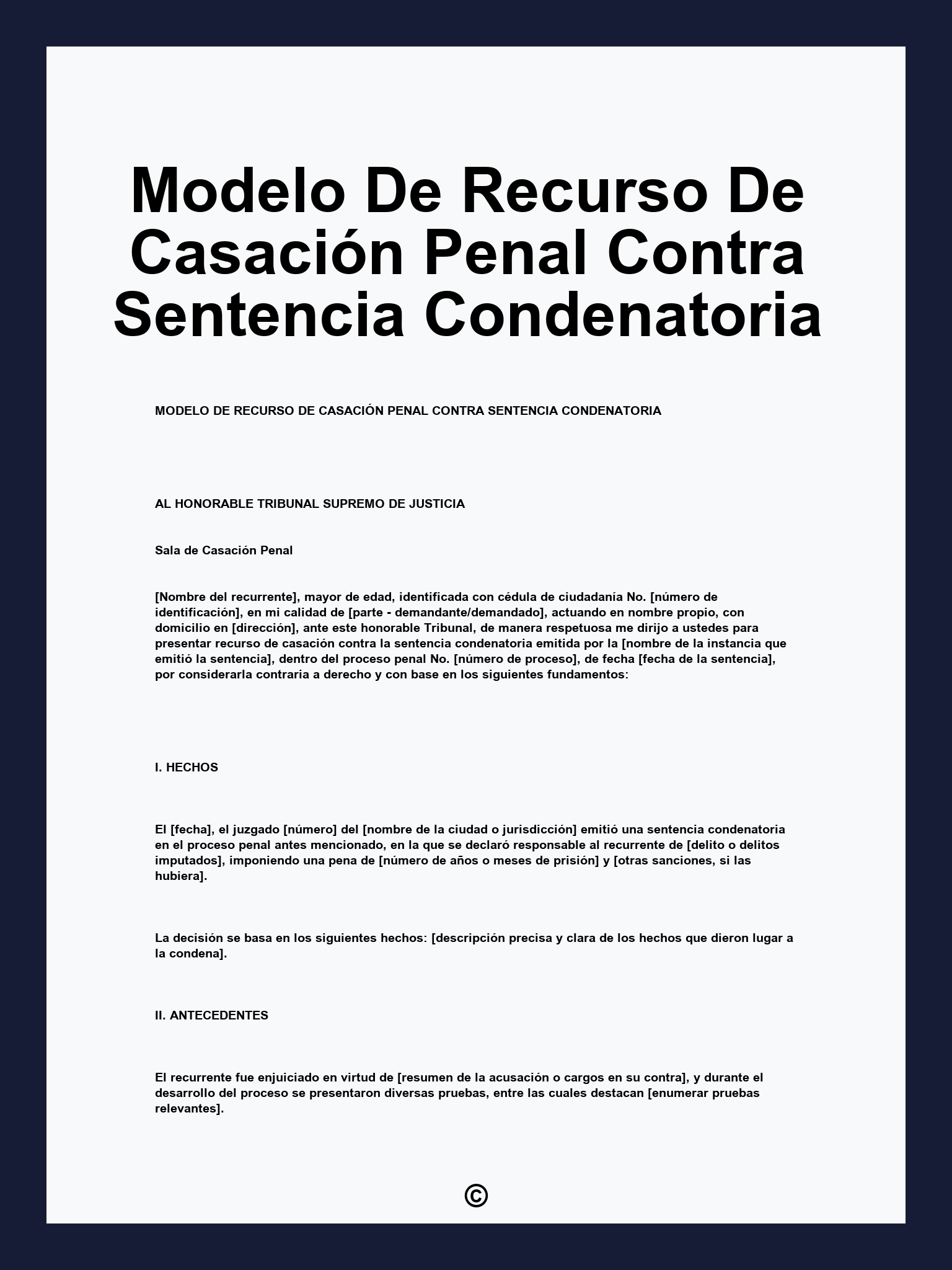 Modelo De Recurso De Casación Penal Contra Sentencia Condenatoria