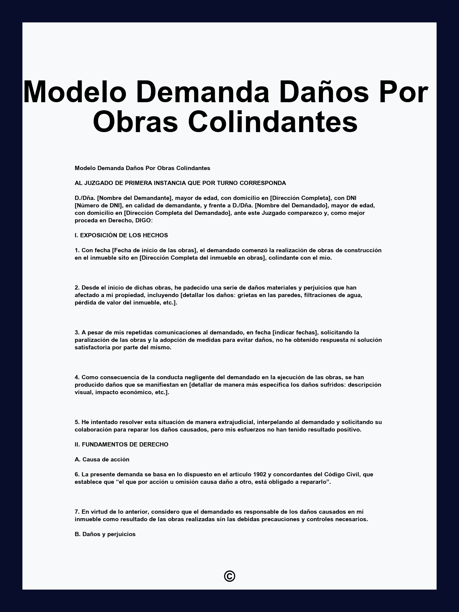 Modelo Demanda Daños Por Obras Colindantes