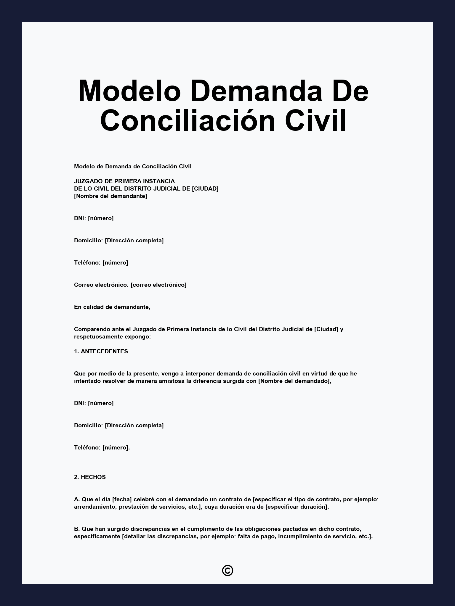 Modelo Demanda De Conciliación Civil