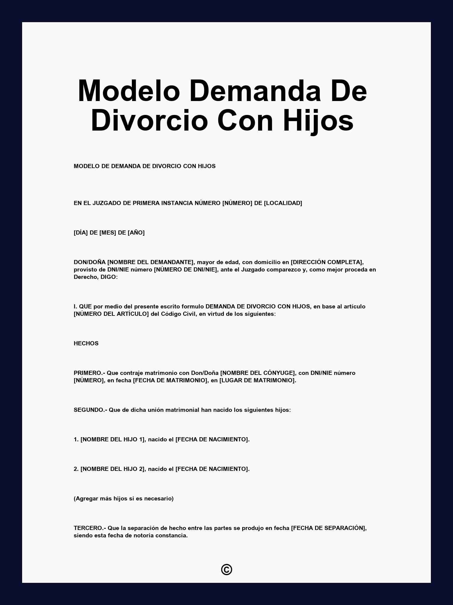 Modelo Demanda De Divorcio Con Hijos
