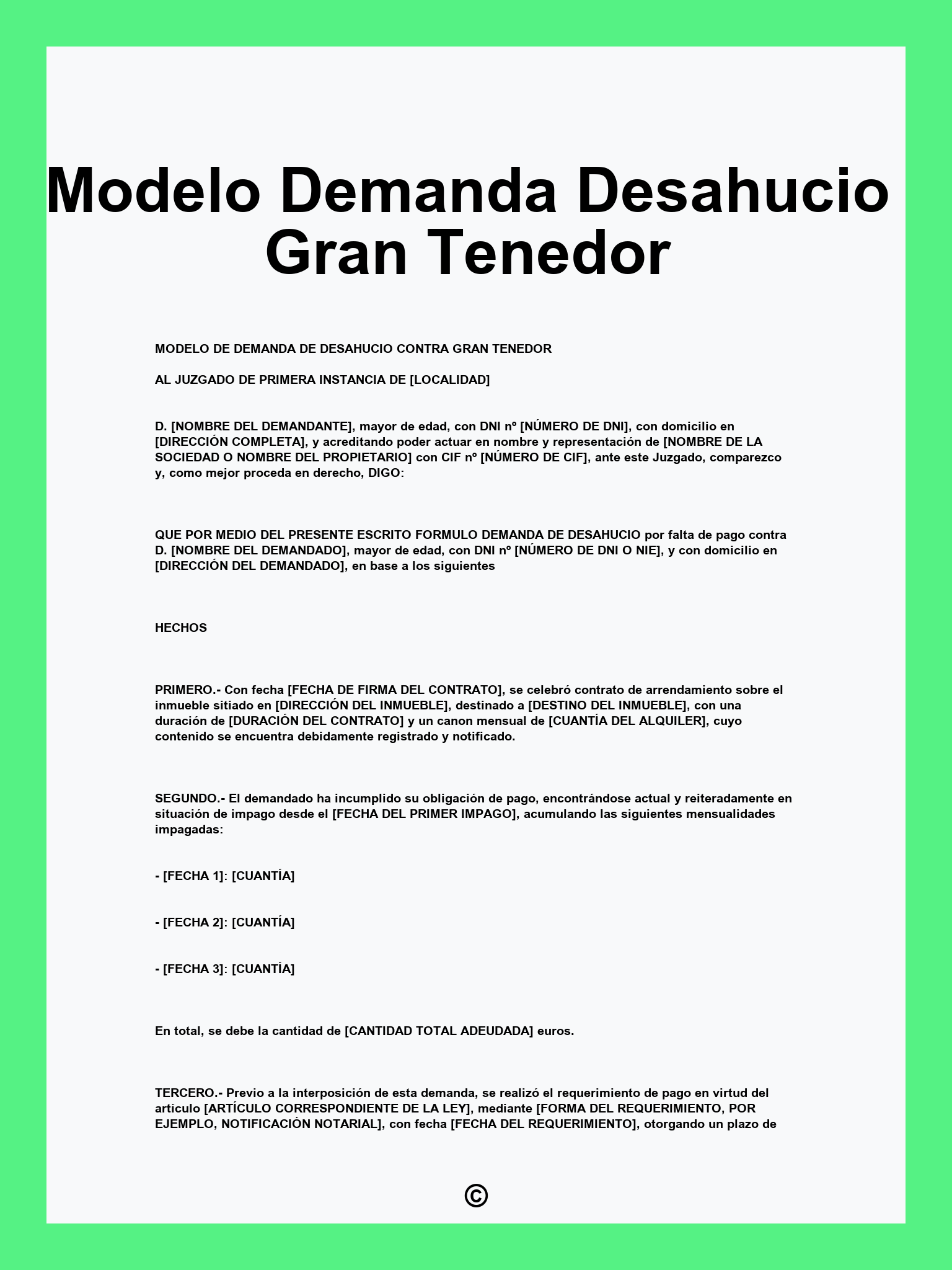 Modelo Demanda Desahucio Gran Tenedor