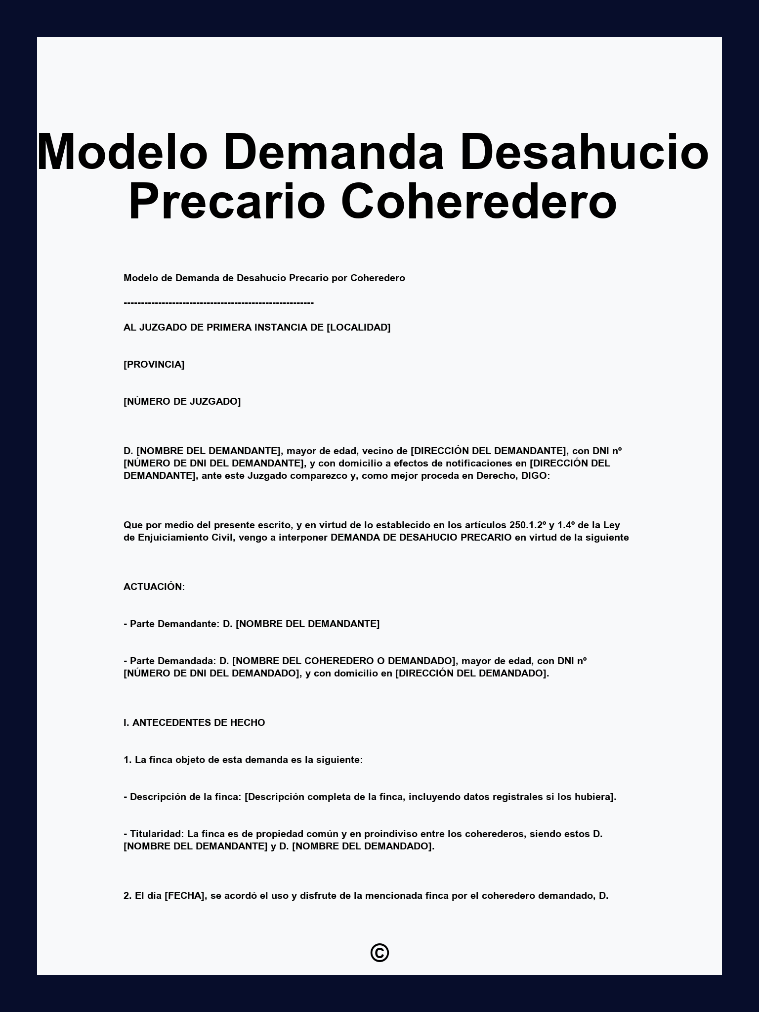 Modelo Demanda Desahucio Precario Coheredero