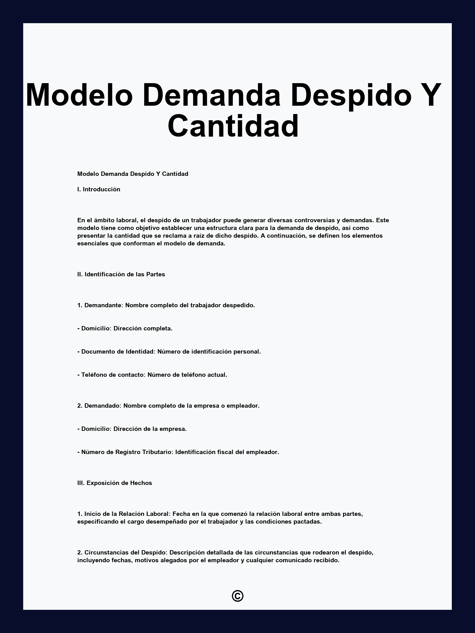 Modelo Demanda Despido Y Cantidad