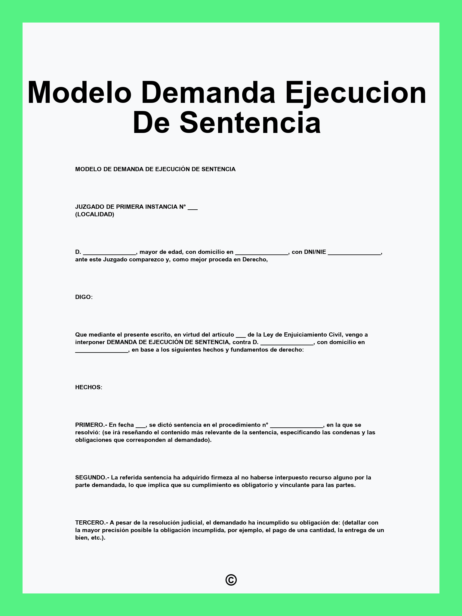 Modelo Demanda Ejecucion De Sentencia