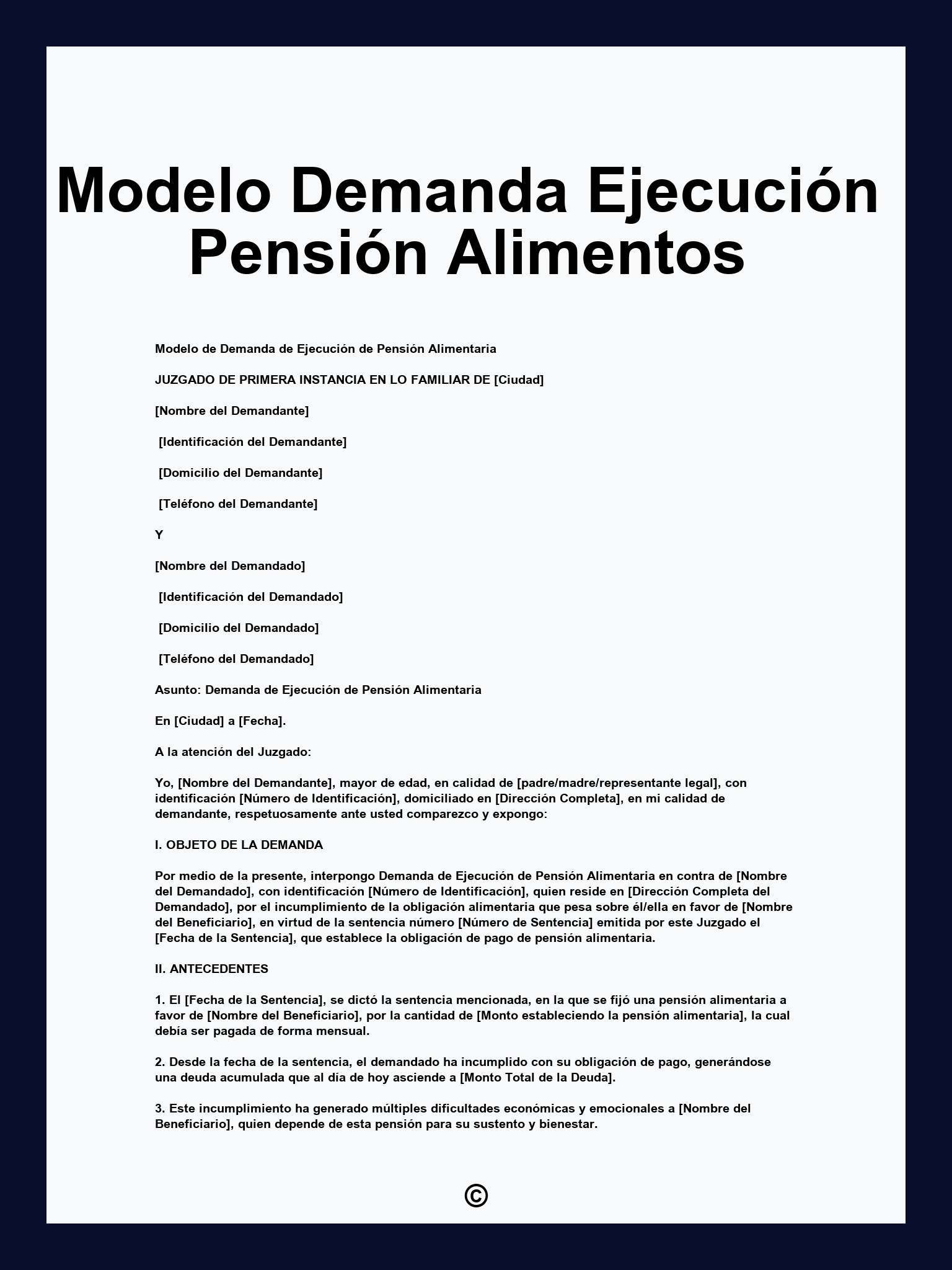 Modelo Demanda Ejecución Pensión Alimentos