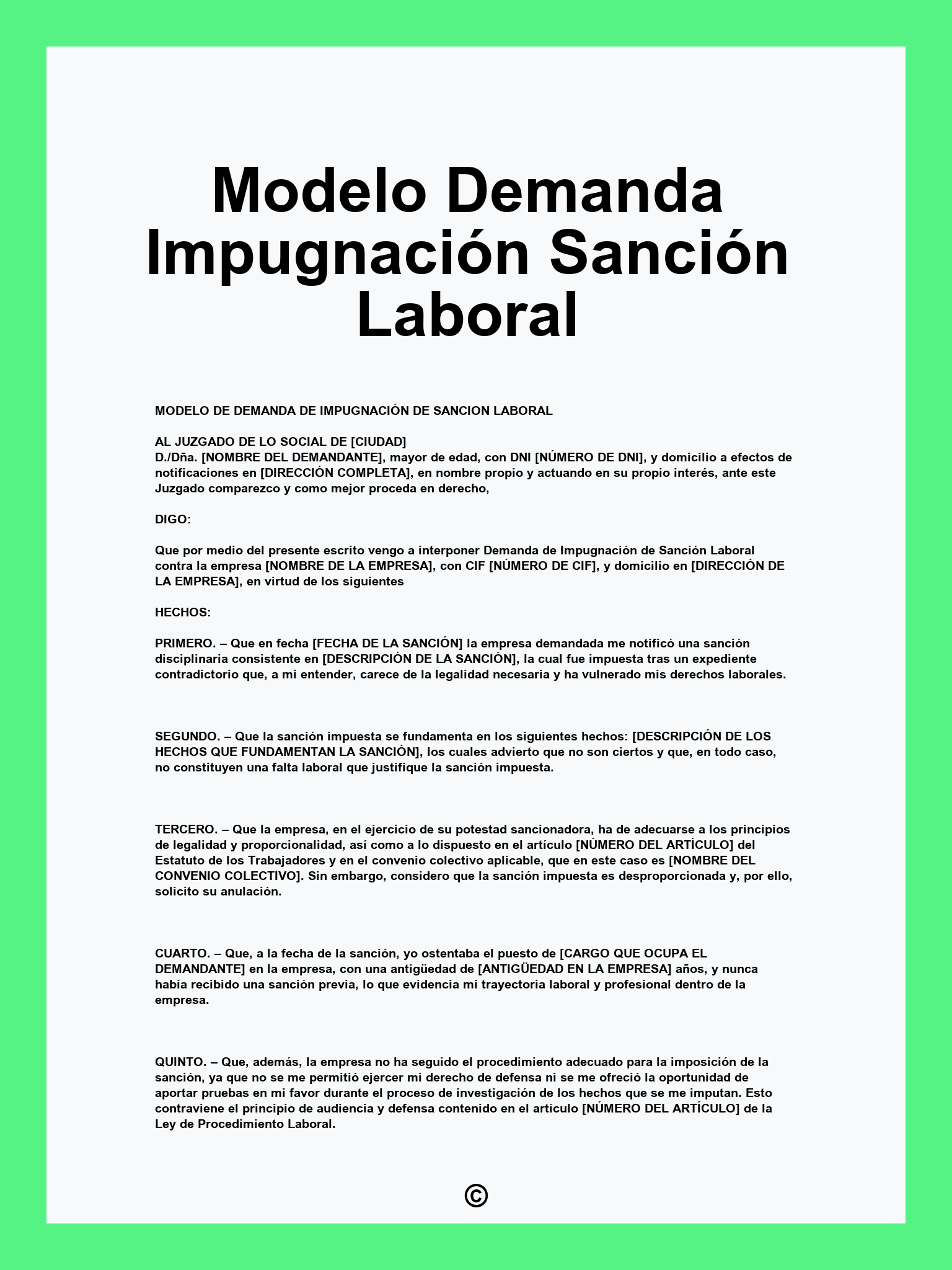 Modelo Demanda Impugnación Sanción Laboral