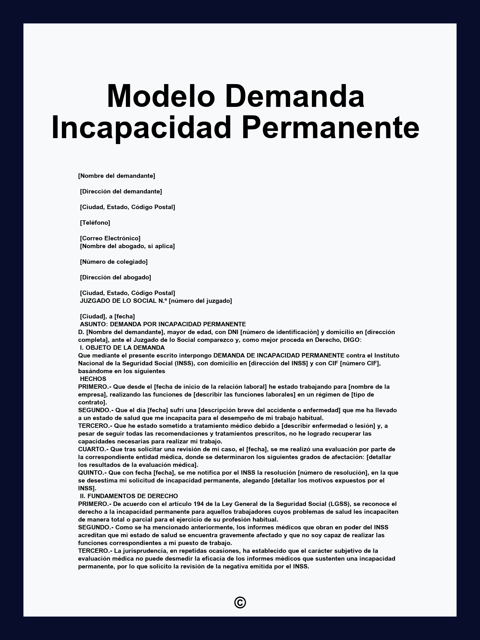 Modelo Demanda Incapacidad Permanente