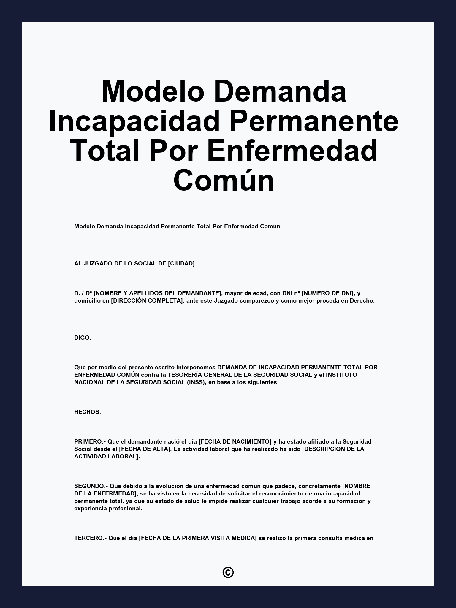 Modelo Demanda Incapacidad Permanente Total Por Enfermedad Com n