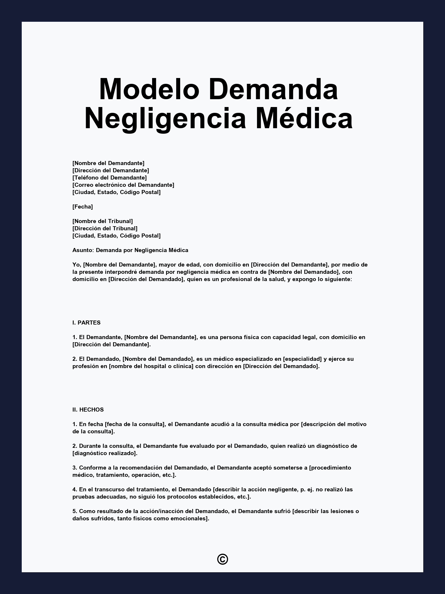 Modelo Demanda Negligencia Médica