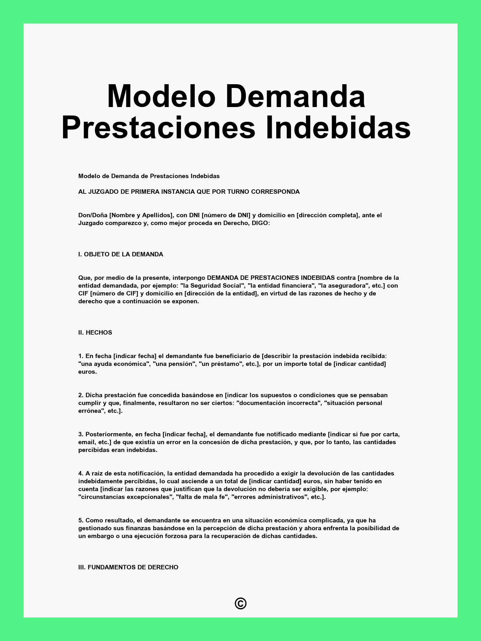 Modelo Demanda Prestaciones Indebidas