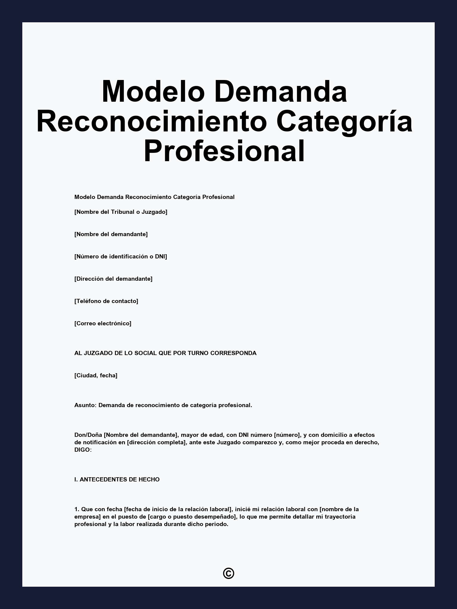 Modelo Demanda Reconocimiento Categoría Profesional