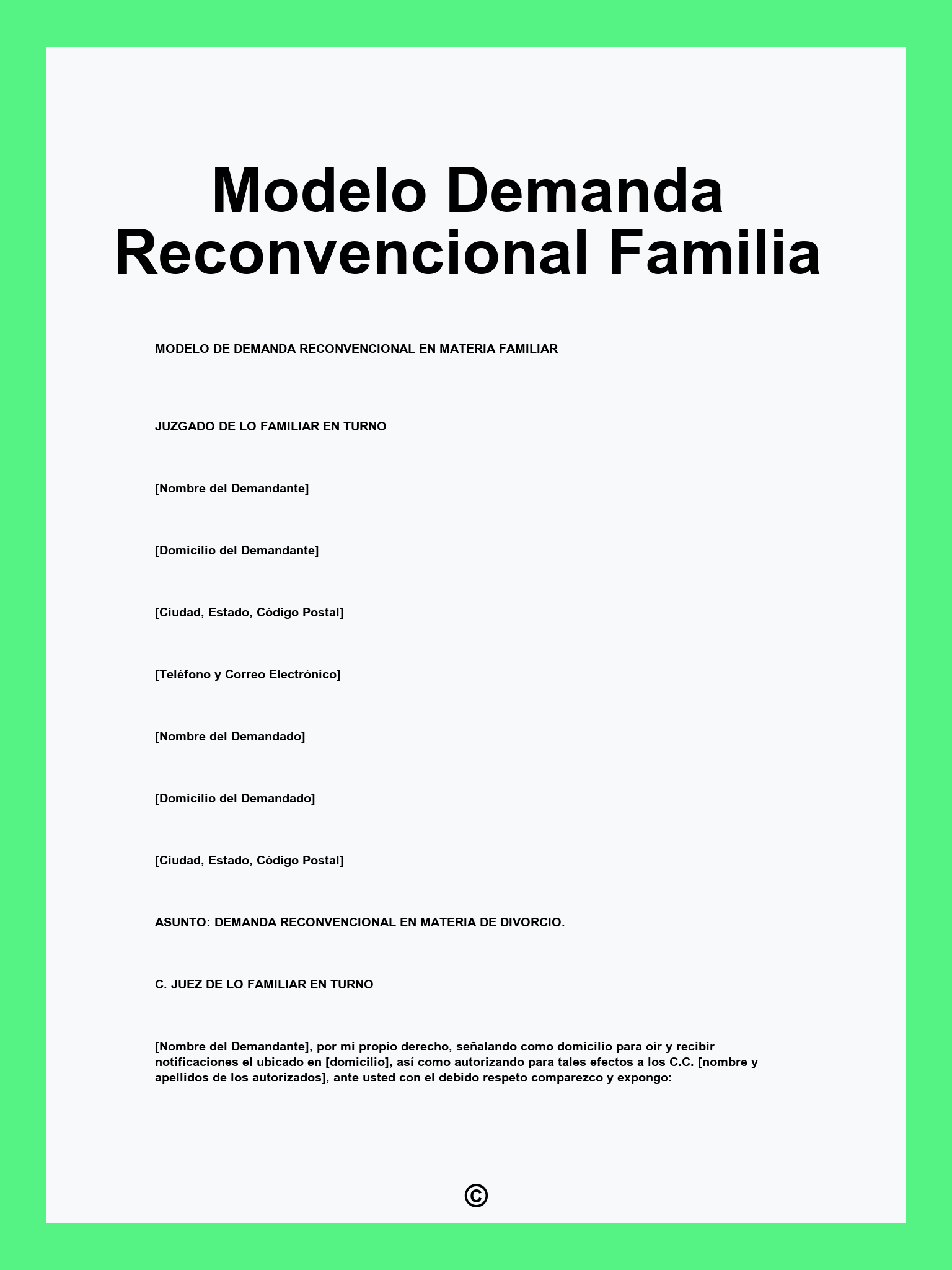 Modelo Demanda Reconvencional Familia