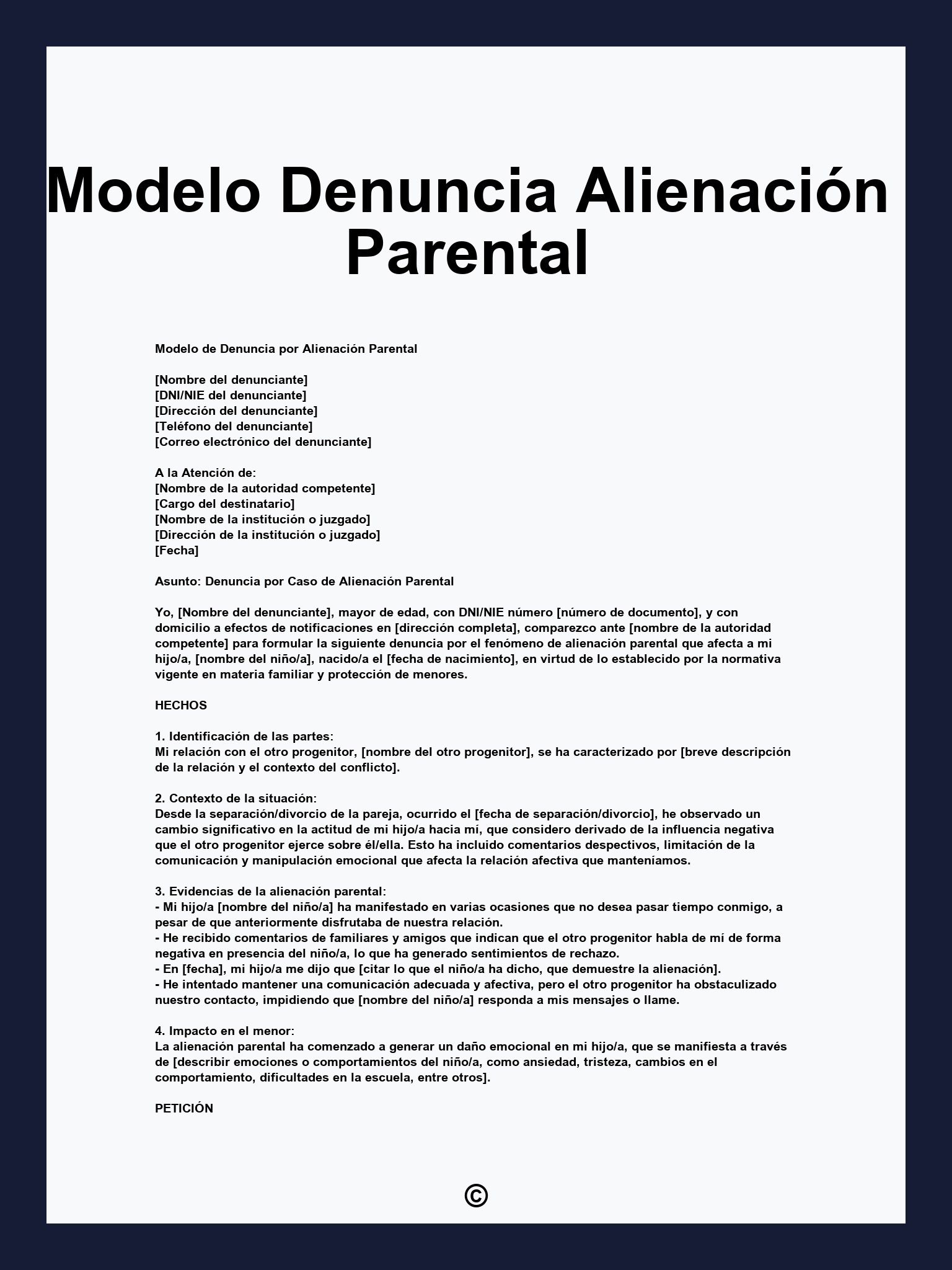 Modelo Denuncia Alienación Parental