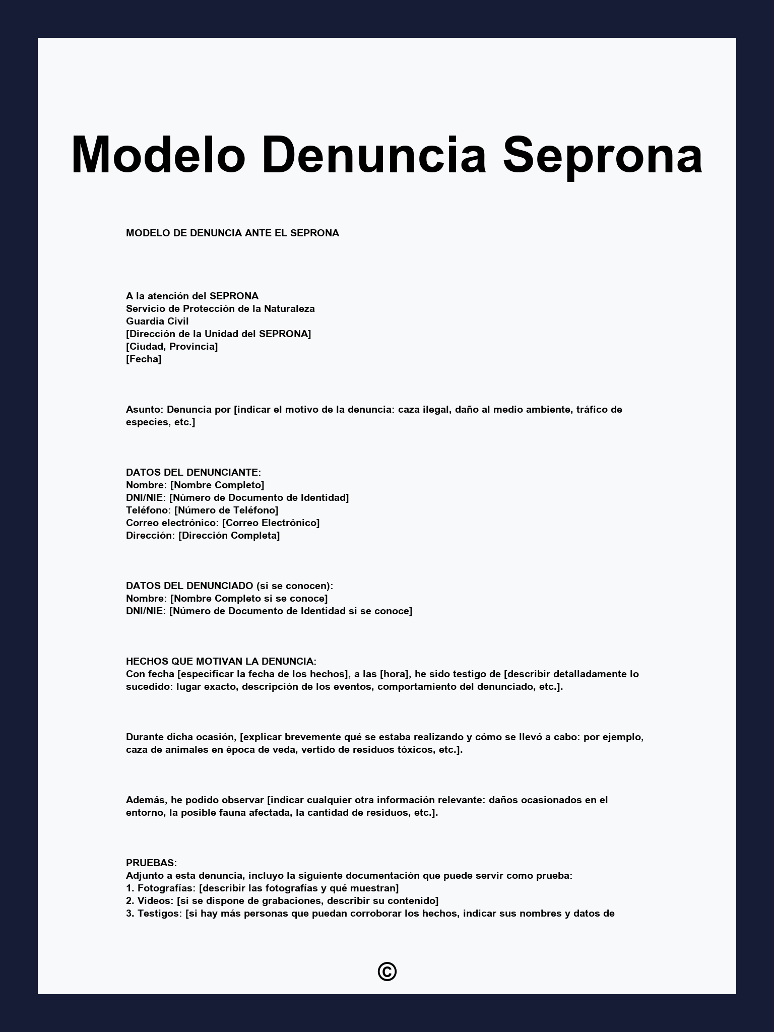 Modelo Denuncia Seprona