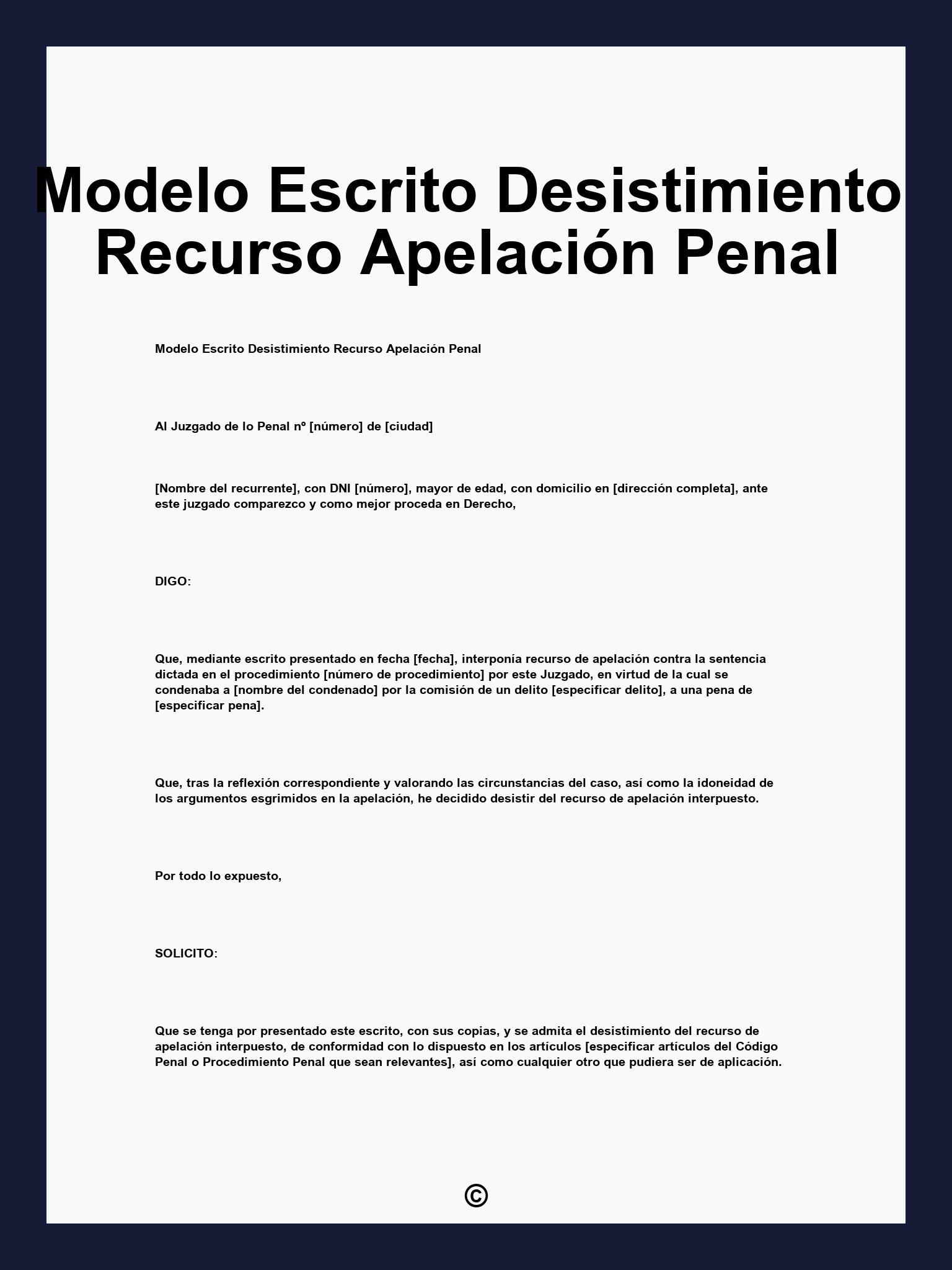 Modelo Escrito Desistimiento Recurso Apelación Penal