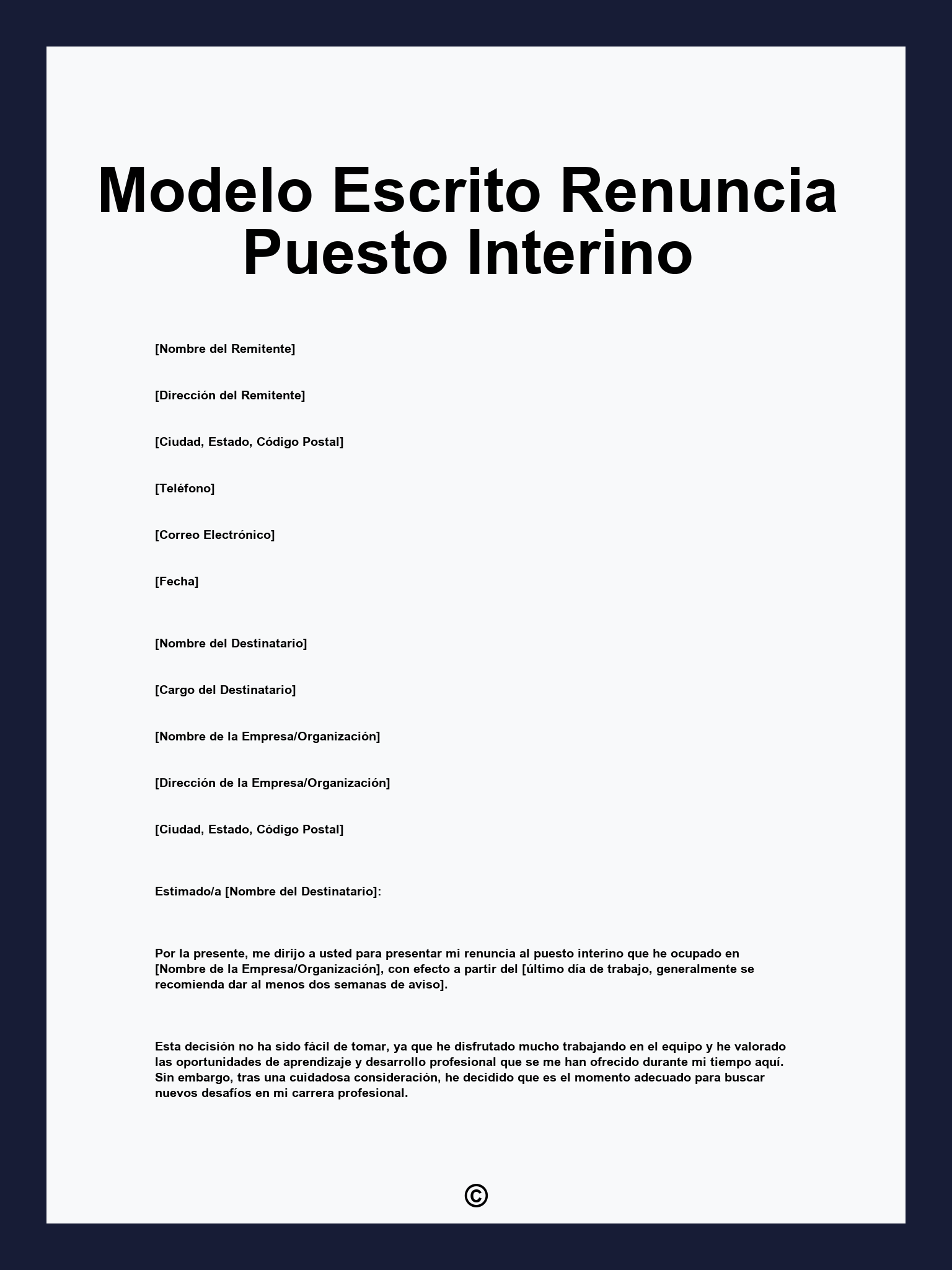 Modelo Escrito Renuncia Puesto Interino