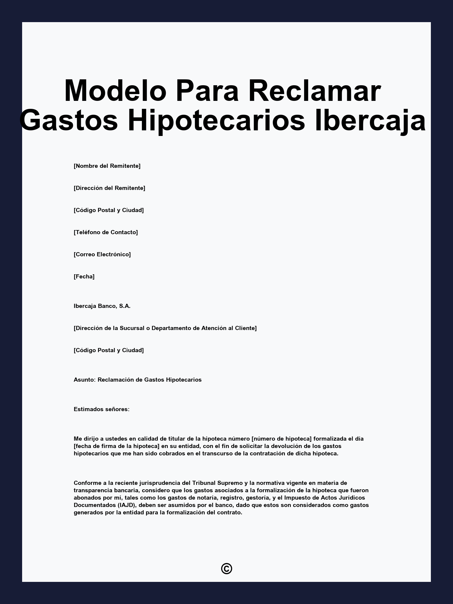 Modelo Para Reclamar Gastos Hipotecarios Ibercaja