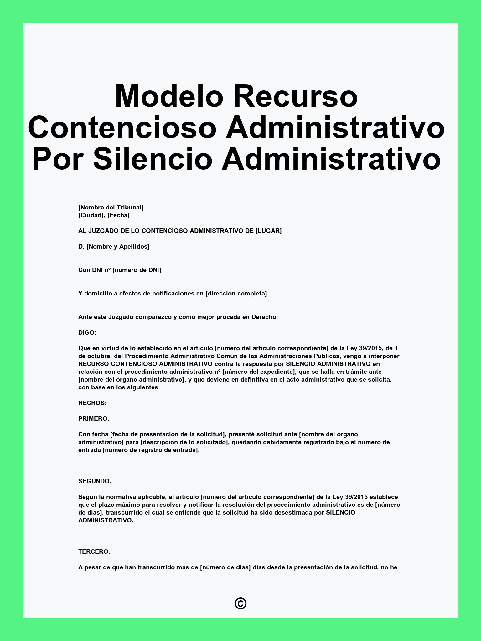 Modelo Recurso Contencioso Administrativo Por Silencio Administrativo