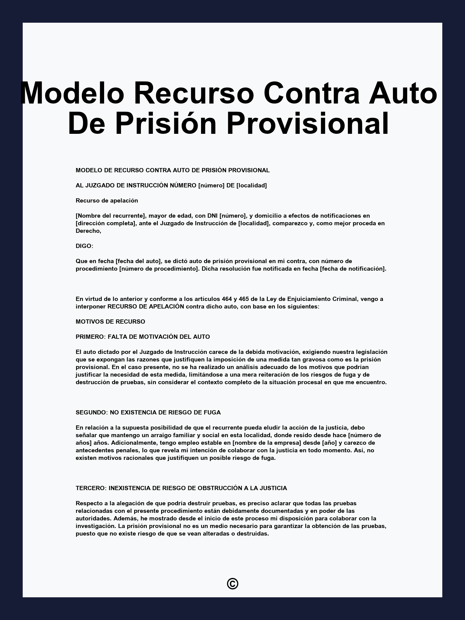 Modelo Recurso Contra Auto De Prisión Provisional