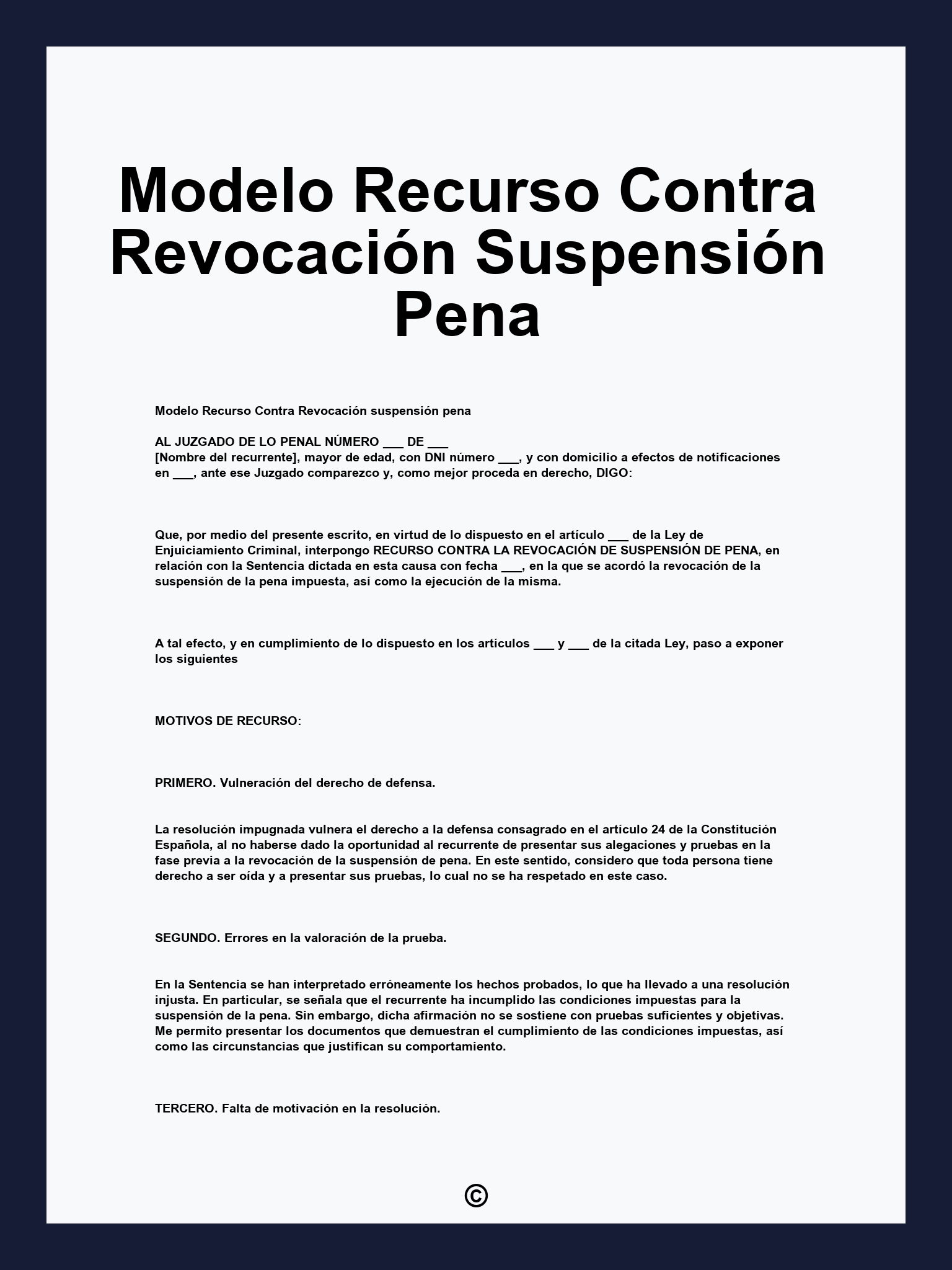 Modelo Recurso Contra Revocación Suspensión Pena