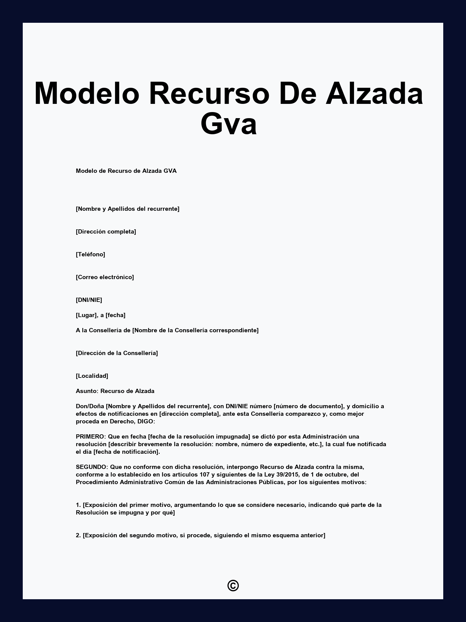 Modelo Recurso De Alzada Gva
