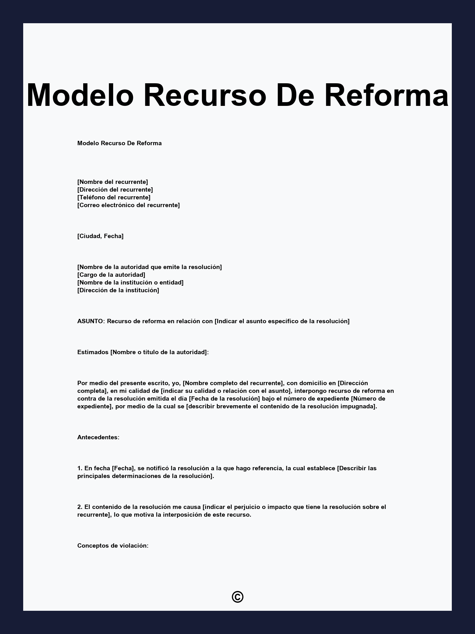 Modelo Recurso De Reforma
