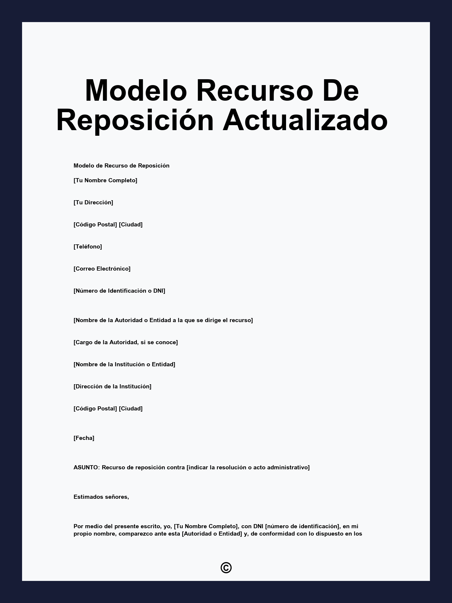 Modelo Recurso De Reposición Actualizado