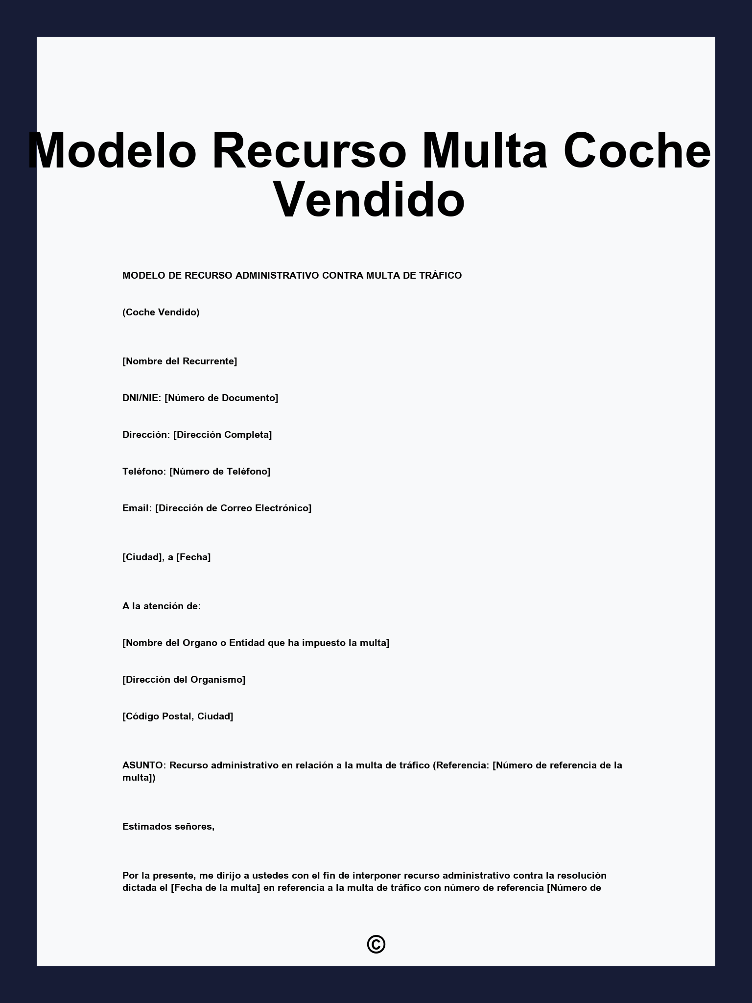 Modelo Recurso Multa Coche Vendido
