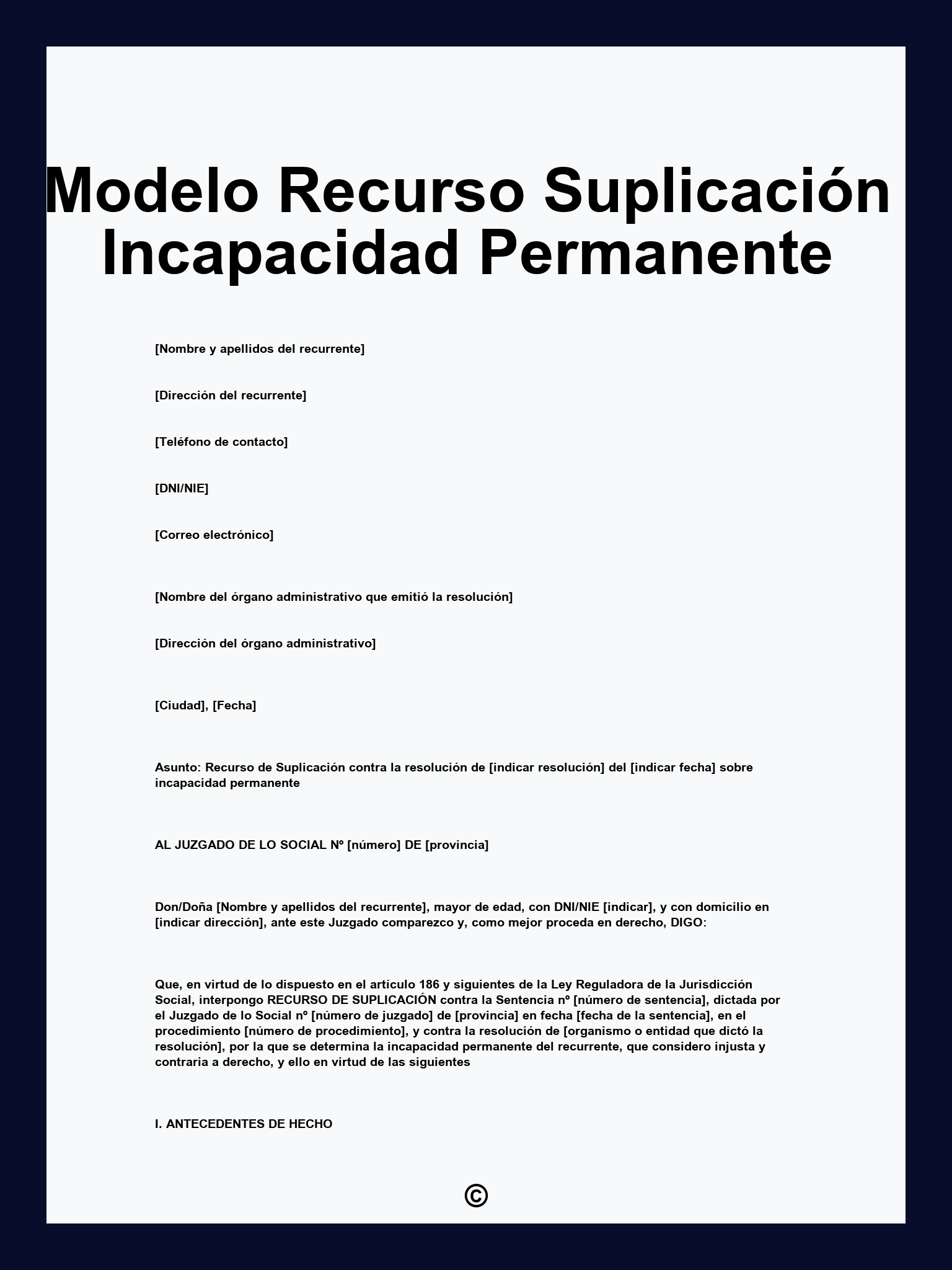 Modelo Recurso Suplicación Incapacidad Permanente