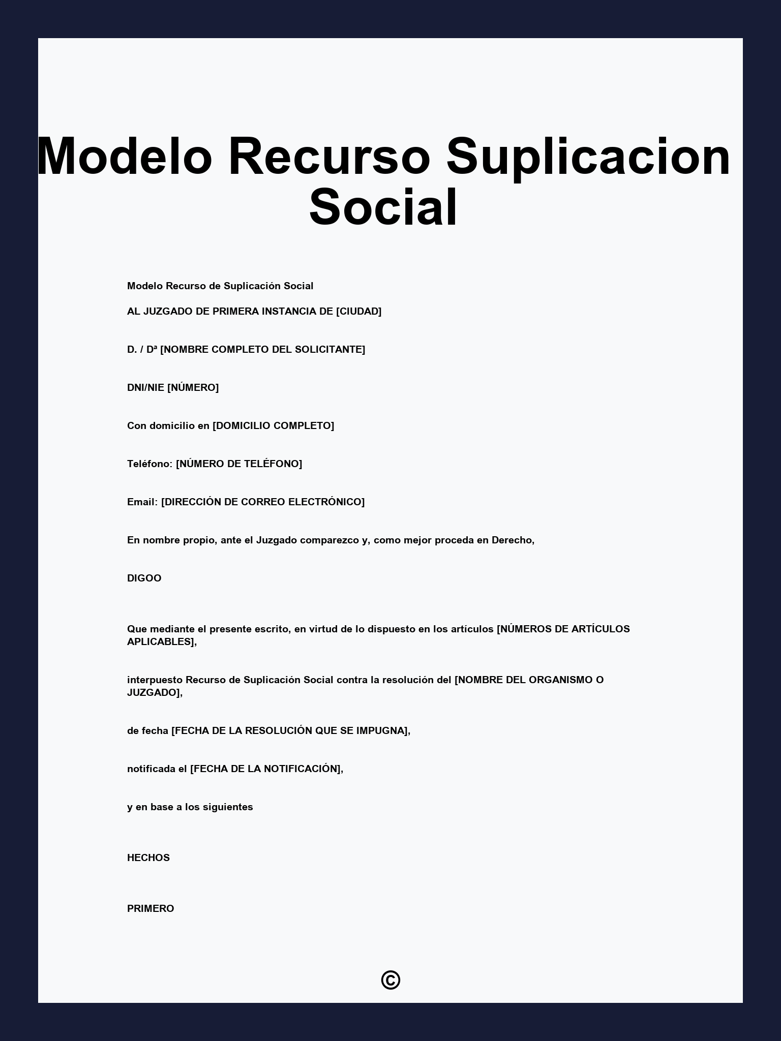 Modelo Recurso Suplicacion Social