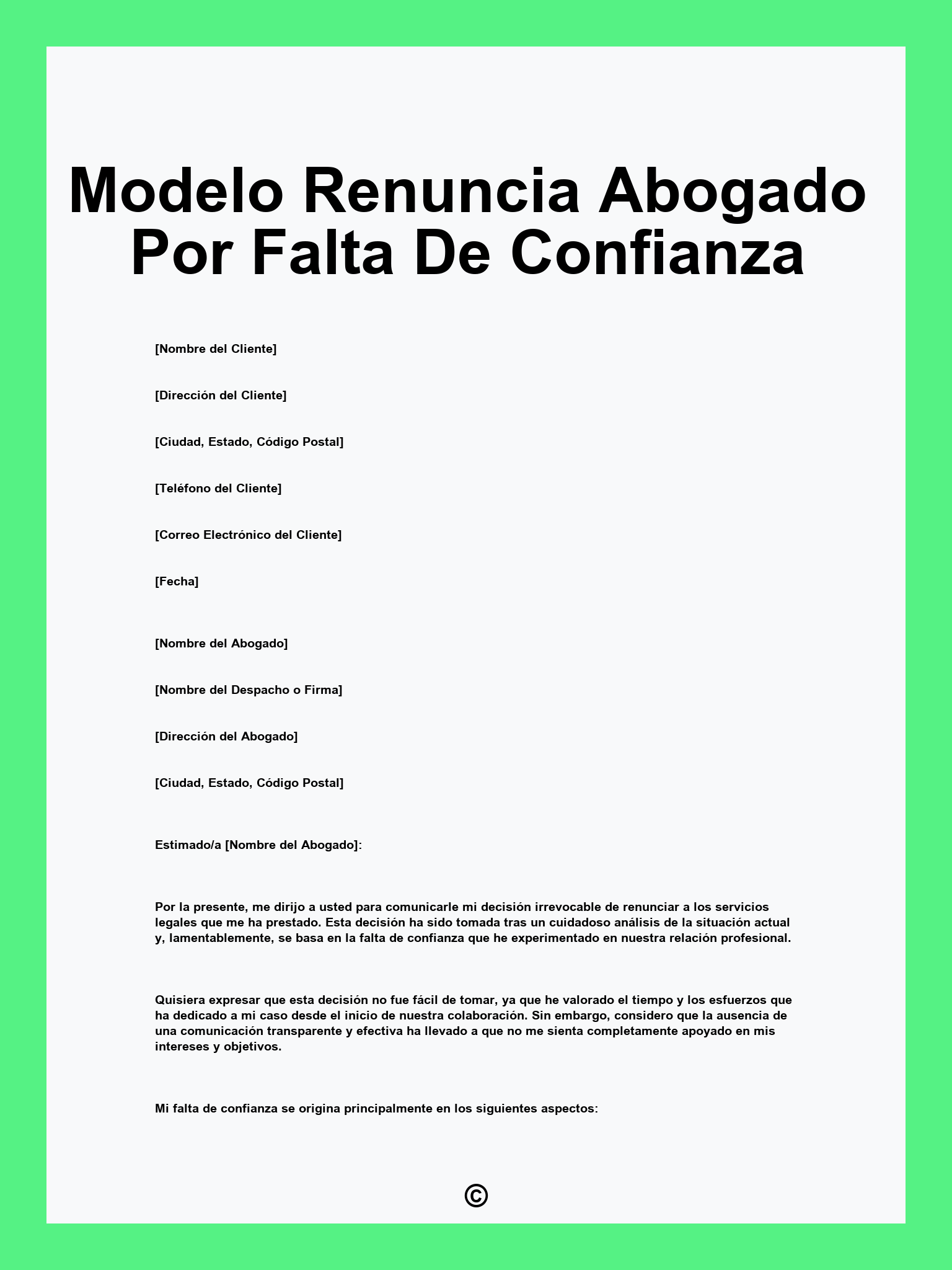 Modelo Renuncia Abogado Por Falta De Confianza