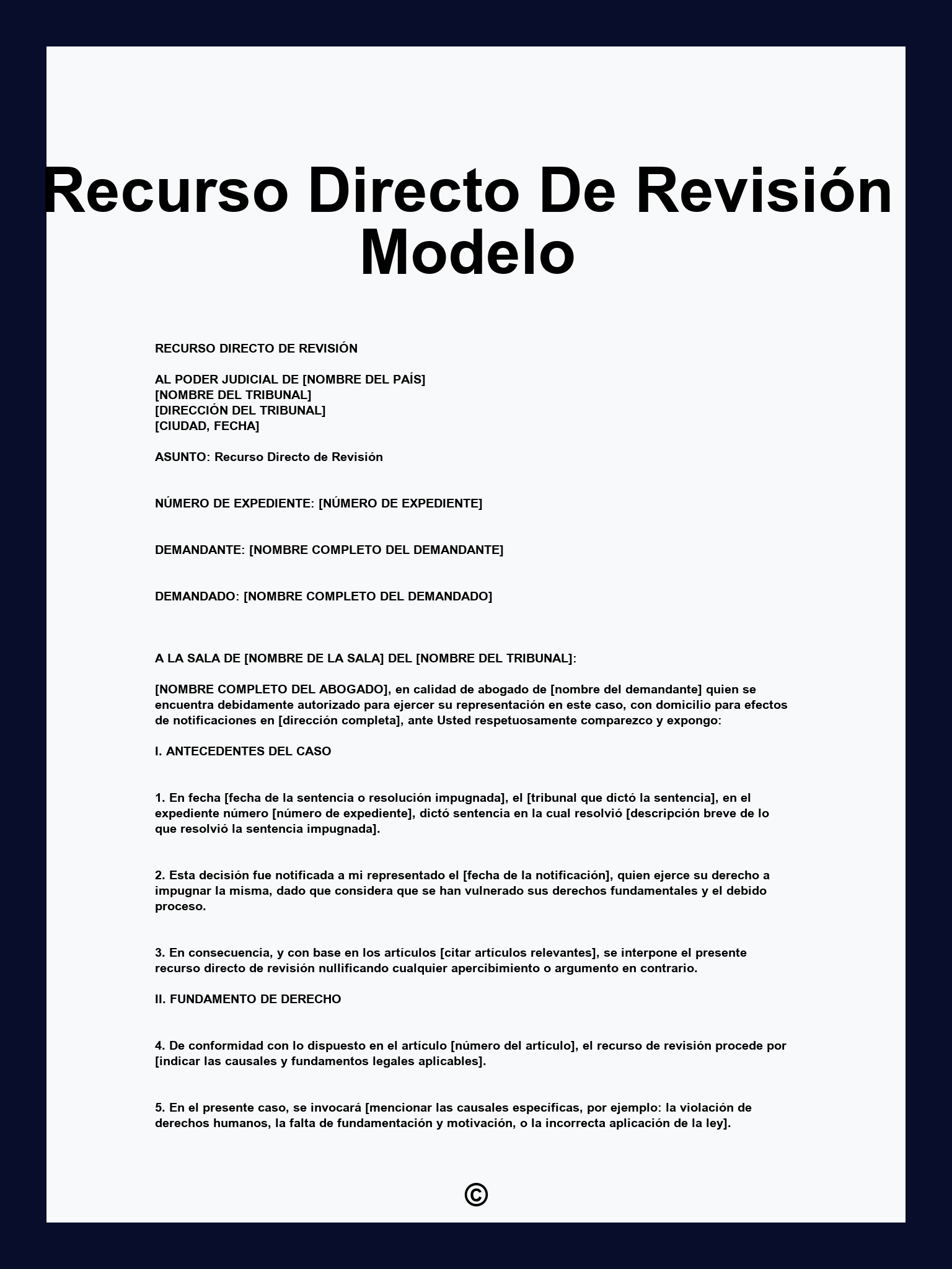 Recurso Directo De Revisión Modelo